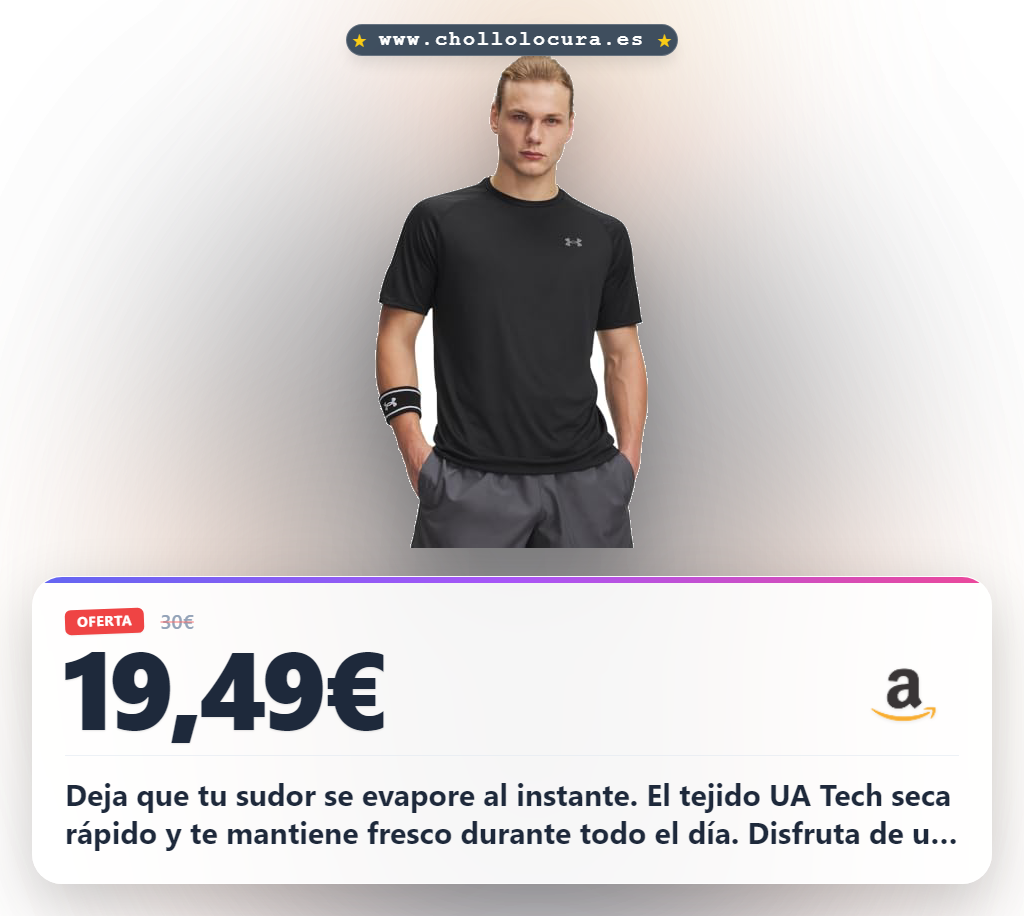 Disfruta de la camiseta UA Tech 2.0 SS con tejido ultrasuave y secado rápido a precio de chollo al mejor valor histórico del año en oferta.