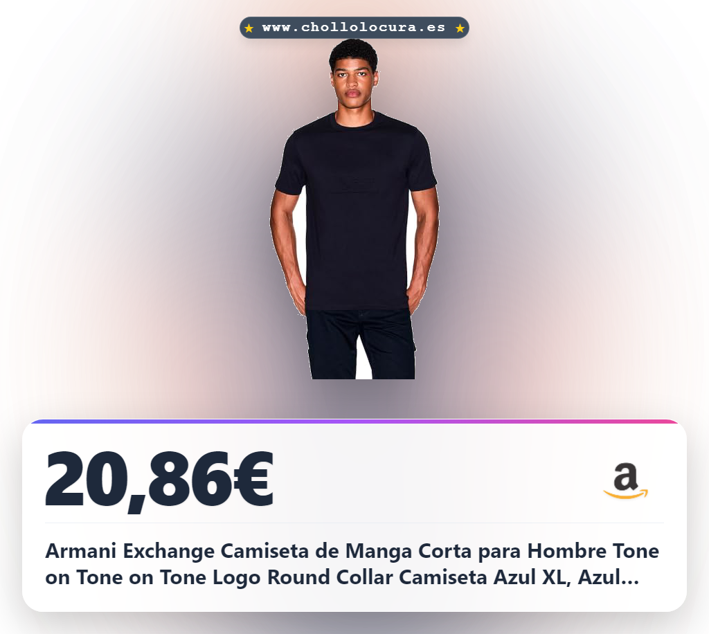 Armani Exchange Camiseta de Manga Corta para Hombre Tone on Tone on Tone Logo Round Collar Camiseta Azul XL, Azul Oscuro, XL
