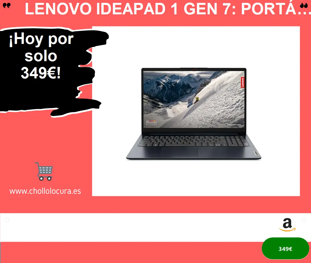 Lenovo IdeaPad 1 Gen 7: Portátil 15.6" FullHD, AMD Ryzen 5 5500U, 8GB RAM, 512GB SSD
