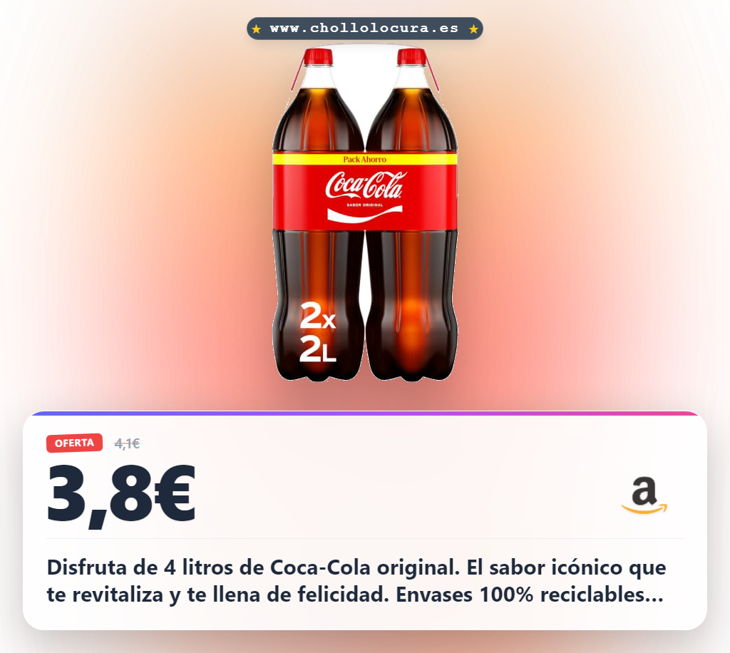Coca-Cola Sabor Original - Refresco de cola - Pack 2 botellas 2 L
