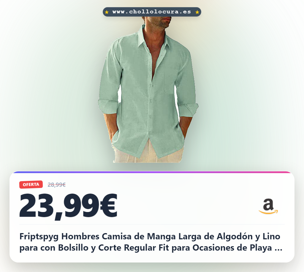 Friptspyg Hombres Camisa de Manga Larga de Algodón y Lino para con Bolsillo y Corte Regular Fit para Ocasiones de Playa y Vestir Casual Camisa de Verano, Verde Menta M