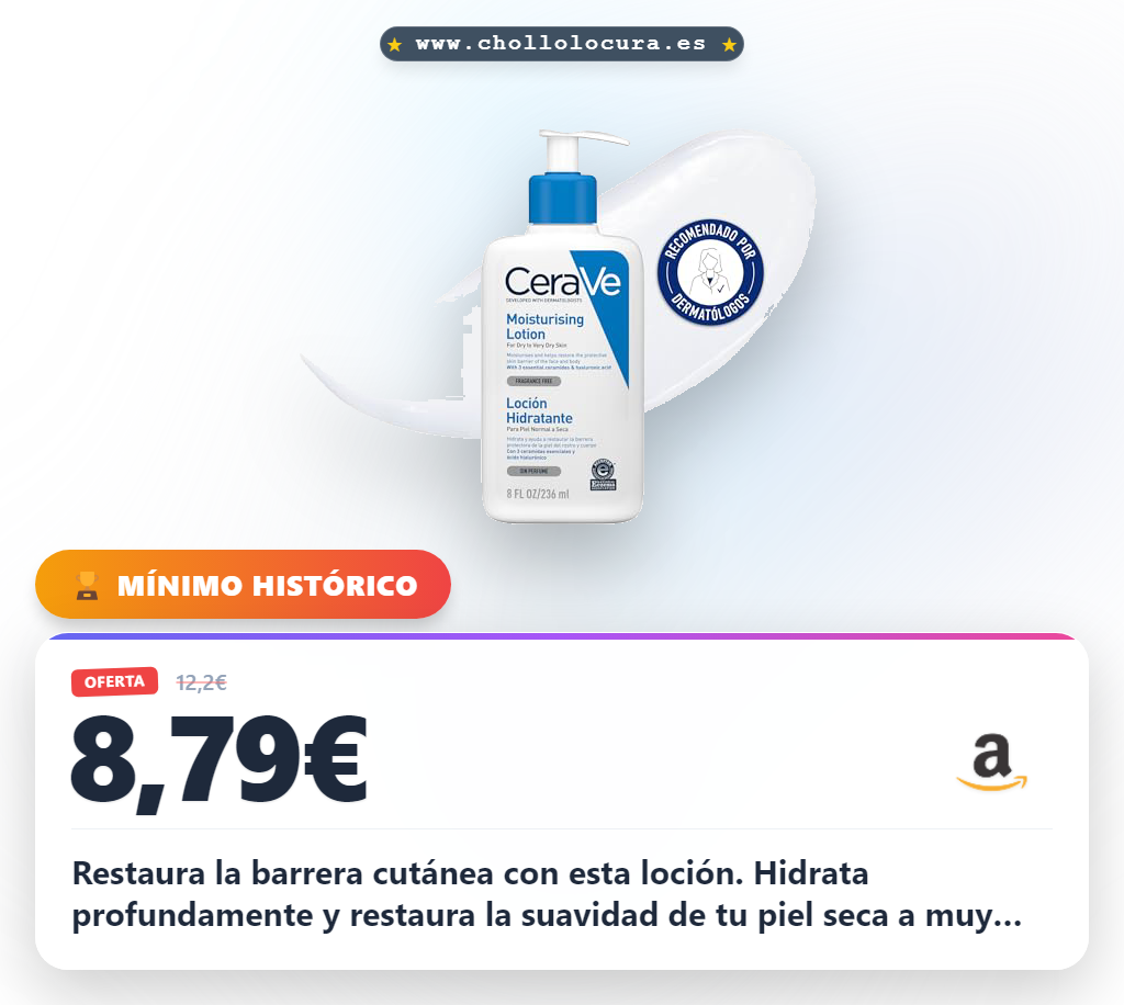 Aprovecha la loción CeraVe para piel muy seca y restaura la barrera protectora con ceramidas y ácido hialurónico