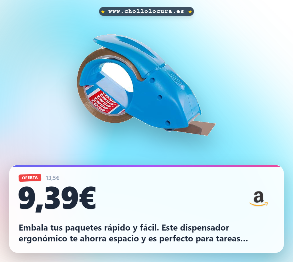 Aprovecha el dispensador ergonómico azul tesapack PACK'N'GO para embalar paquetes.