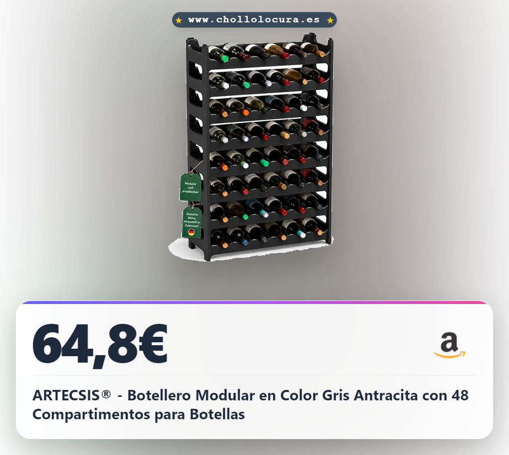 ARTECSIS® - Botellero Modular en Color Gris Antracita con 48 Compartimentos para Botellas