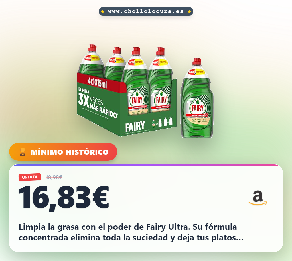 Limpia la grasa con el poder de Fairy Ultra. Su fórmula concentrada elimina toda la suciedad y deja tus platos relucientes sin esfuerzo. Disfruta de una espuma abundante y un poder antigrasa increíble para una limpieza perfecta.