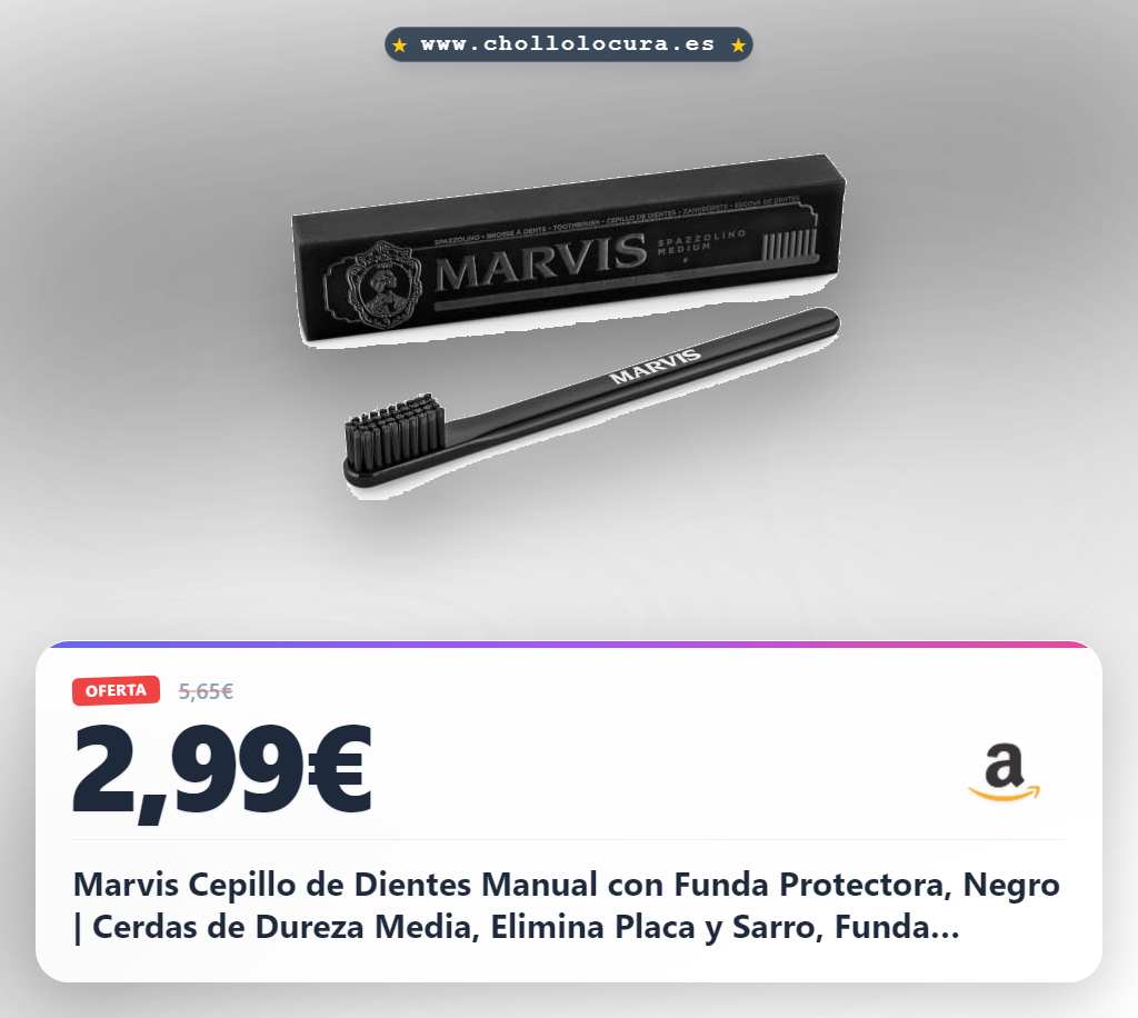 Consigue cepillo de dientes Marvis negro con funda protector para viaje y uso diario al mejor precio