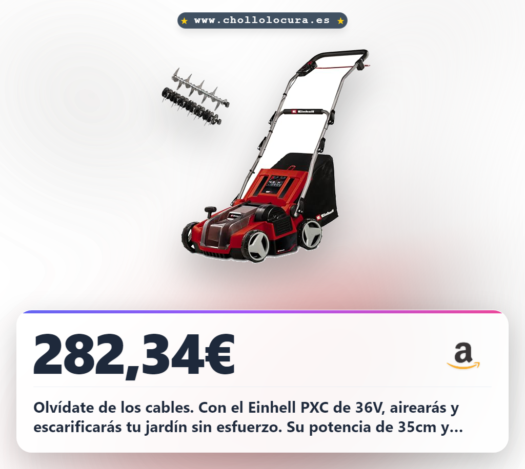 Ahorra este Escarificador y Aireador de césped Einhell PXC 36V de 35cm en oferta histórica