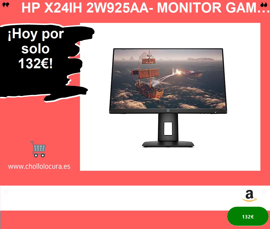 HP X24ih 2W925AA- Monitor Gaming de 23.8" FHD (1920 x 1080 a 144 Hz, HDMI, DisplayPort, salida combo auriculares, AMD Sync) negro