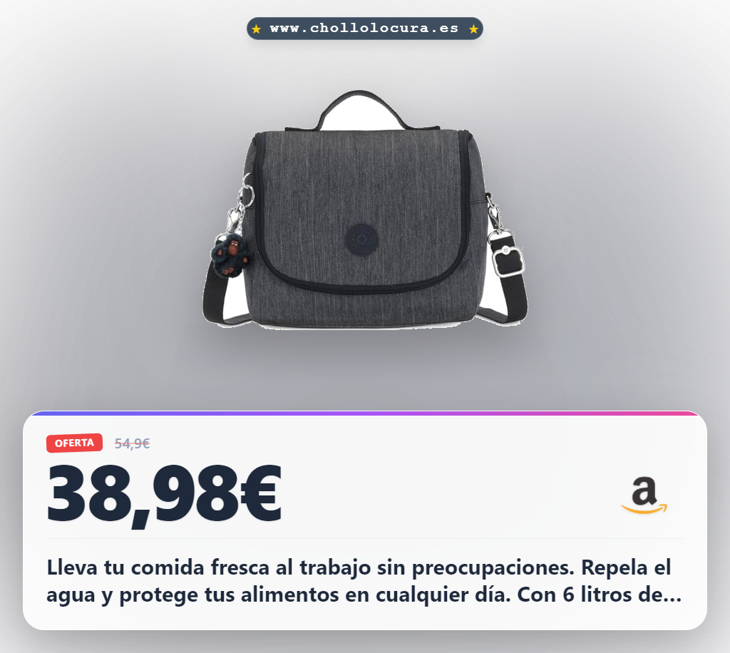 Lleva tu comida fresca al trabajo sin preocupaciones. Repela el agua y protege tus alimentos en cualquier día. Con 6 litros de capacidad, es perfecta para tu día a día con estilo Kipling.