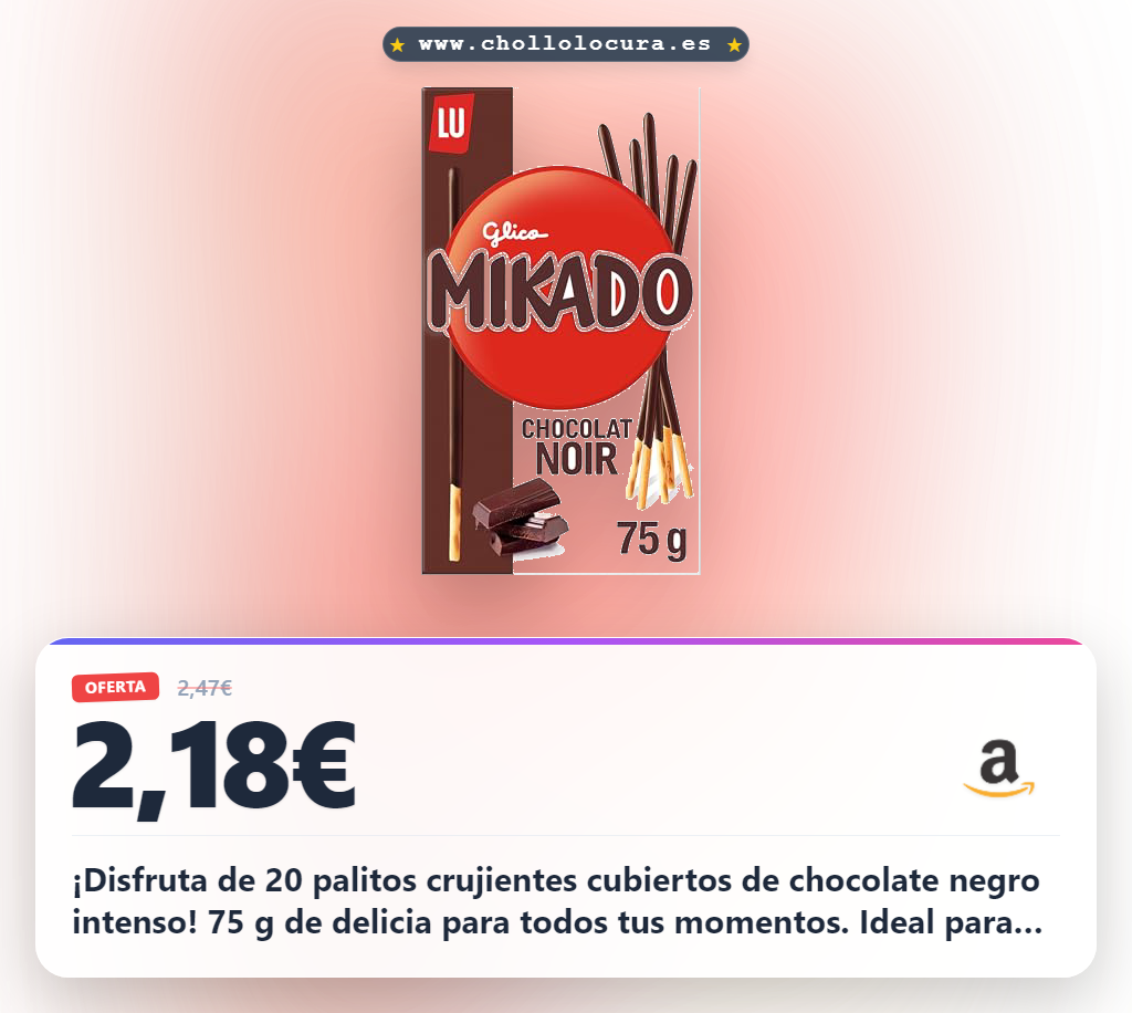 Mikado LU, Palitos de Galleta Crujientes, Cubiertos con Chocolate Negro, 75 g