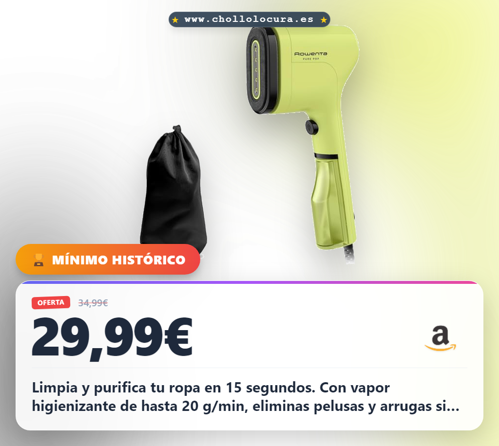 Aprovecha el vaporizador Rowenta Pure Pop para eliminar arrugas y pelusas al mejor precio de oferta histórica