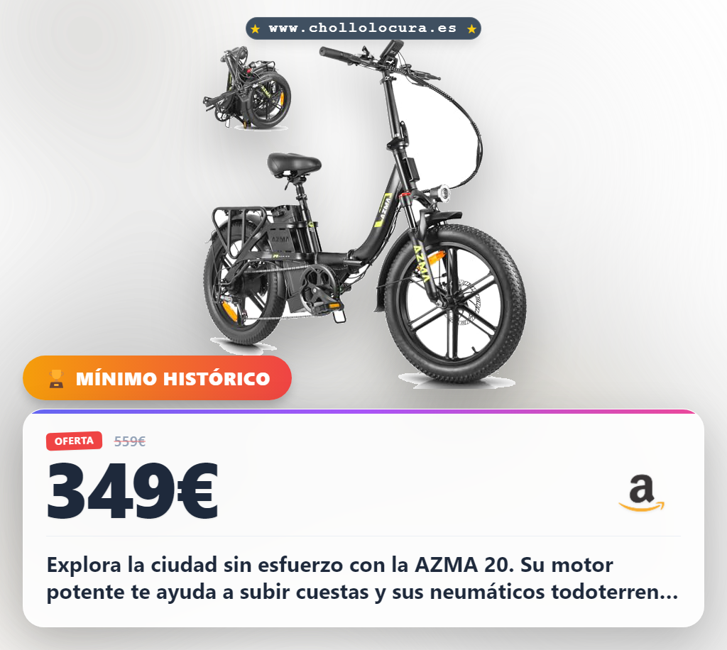 Consigue la bicicleta eléctrica plegable AZMA 20 con 7 velocidades y motor potente para ciudad al mejor precio