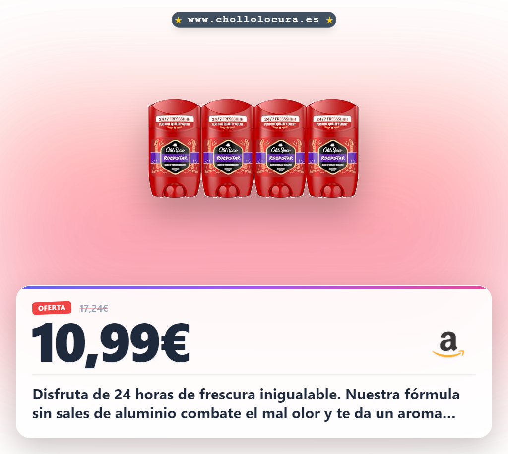Aprovecha el desodorante Old Spice Rockstar en barra para axilas con protección triple acción y aroma duradero