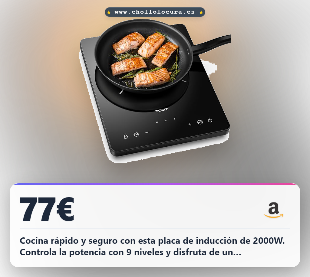 Aprovecha la placa de inducción 2000W ultrafina con temporizador y control táctil al mejor precio