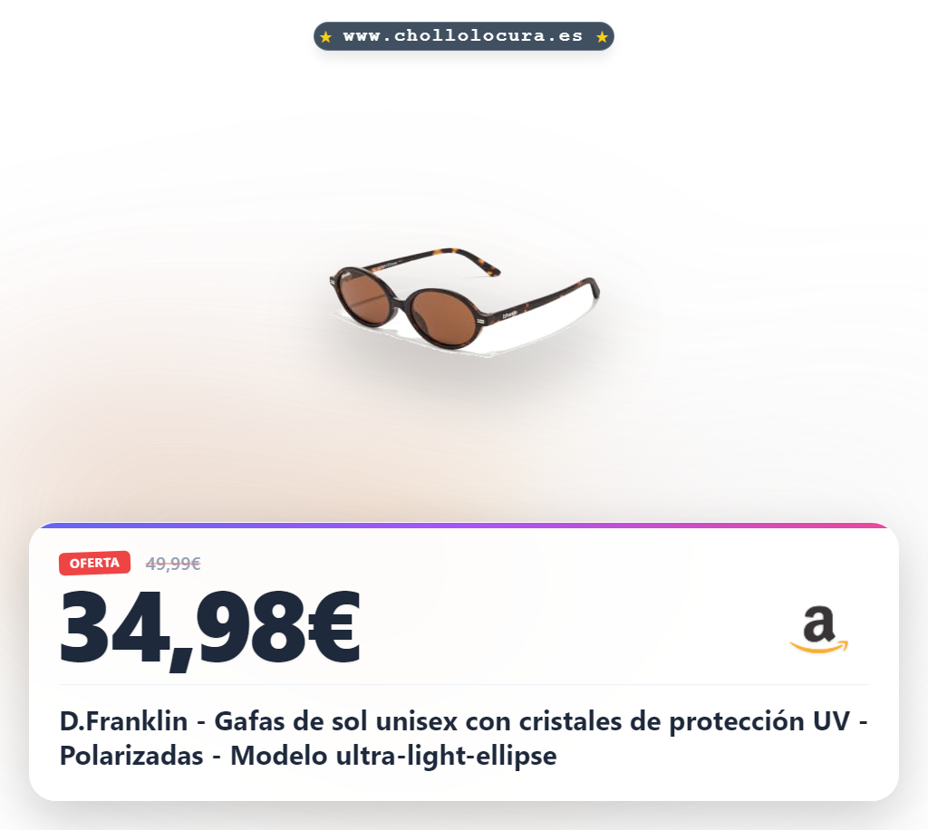 D.Franklin - Gafas de sol unisex con cristales de protección UV - Polarizadas - Modelo ultra-light-ellipse