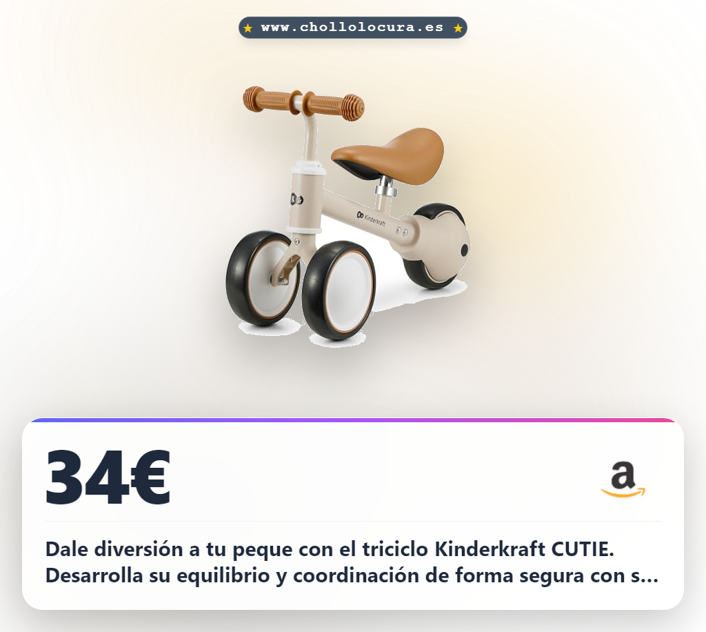 Dale diversión a tu peque con el triciclo Kinderkraft CUTIE. Desarrolla su equilibrio y coordinación de forma segura con su diseño 3 en 1. Es ultraligera, cómoda y fácil de ajustar para que aprenda a pedalear sin miedo. ¡Perfecta para niños de 1 a 15 kg!
