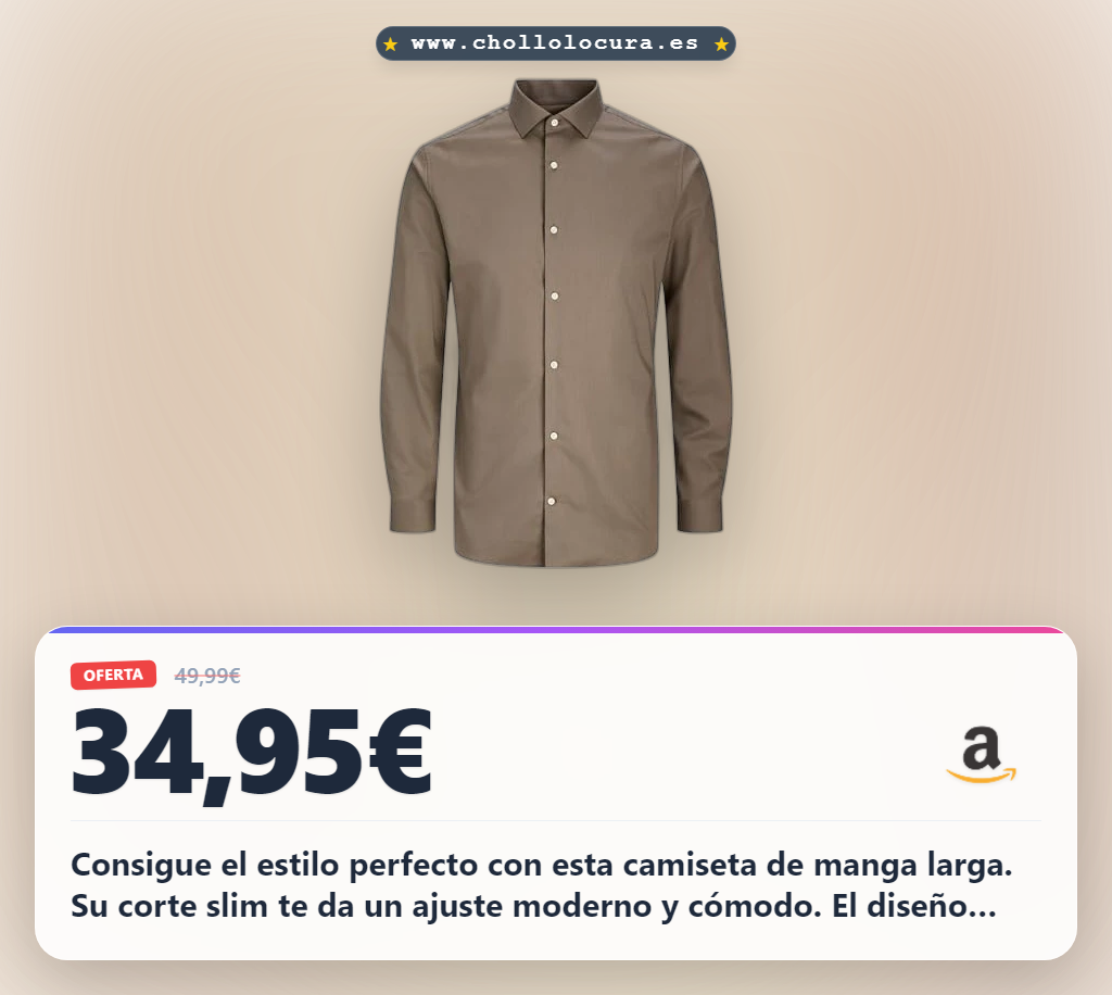 Aprovecha la camiseta JACK & JONES manga larga corte slim con cuello redondo al mejor precio de oferta