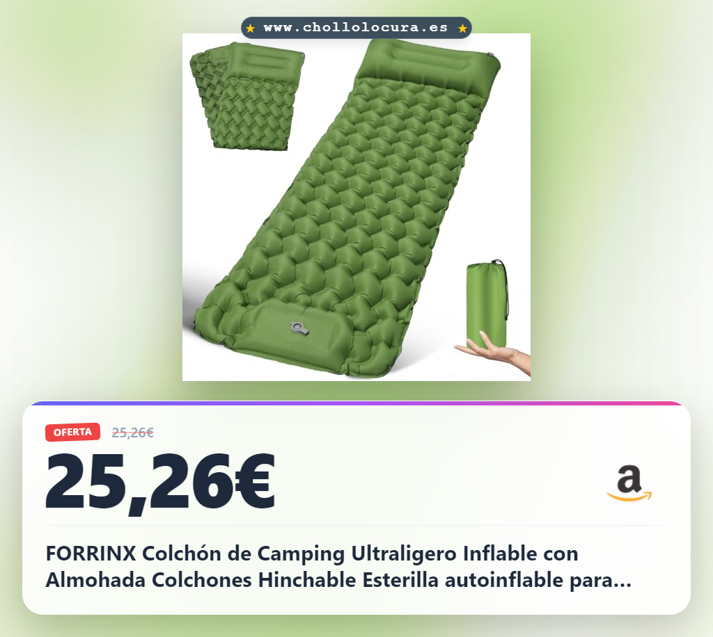 FORRINX Colchón de Camping Ultraligero Inflable con Almohada Colchones Hinchable Esterilla autoinflable para Camping 200 x 68 cm Colchón de Aire para Exteriores, Trekking, Playa, Interior