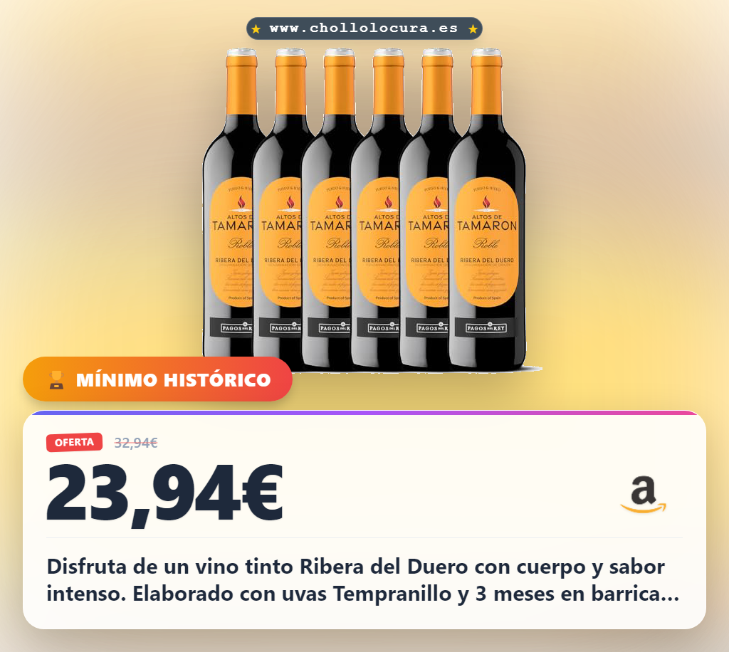 Aprovecha este Vino Tinto Ribera del Duero Tempranillo en barrica de roble con aromas a cereza y chocolate