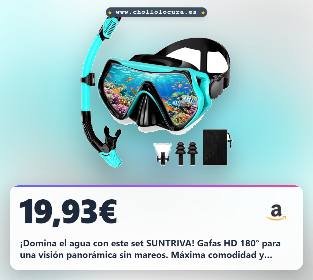 Aprovecha este set SUNTRIVA de gafas de buceo HD y máscara de snorkel para adultos en oferta