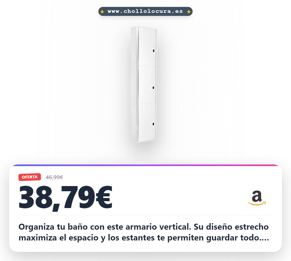 Consigue el armario de baño Tatay vertical de polipropileno. Obtén un mueble resistente y fácil de limpiar.