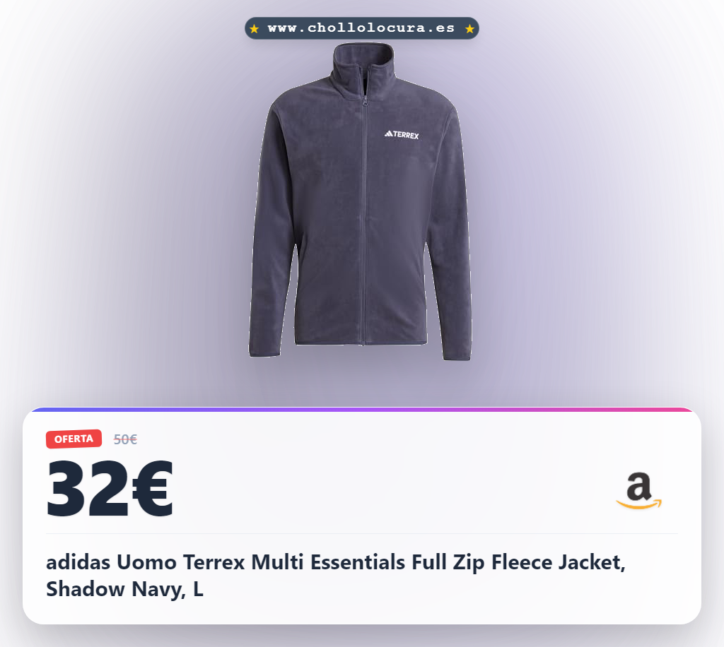 adidas Uomo Terrex Multi Essentials Full Zip Fleece Jacket, Shadow Navy, L