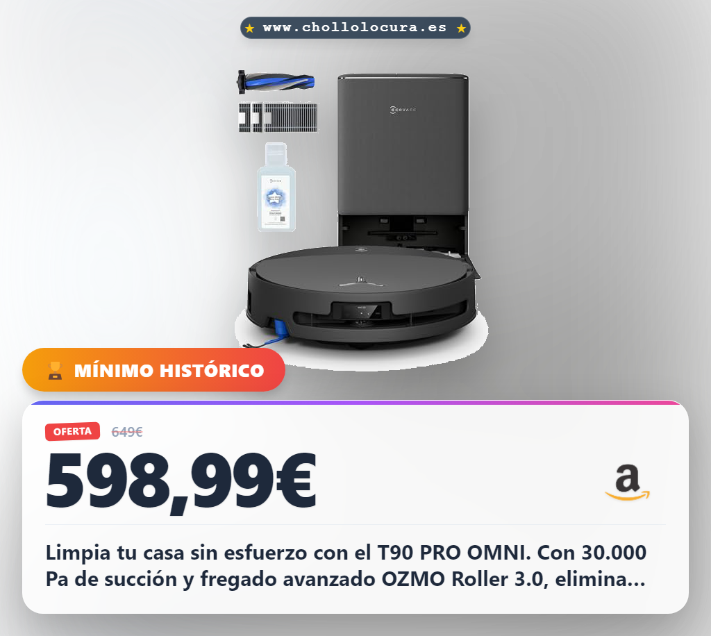 Consigue el robot aspirador y mopa ECOVACS T90 Pro Omni con kit para mascotas al mejor precio