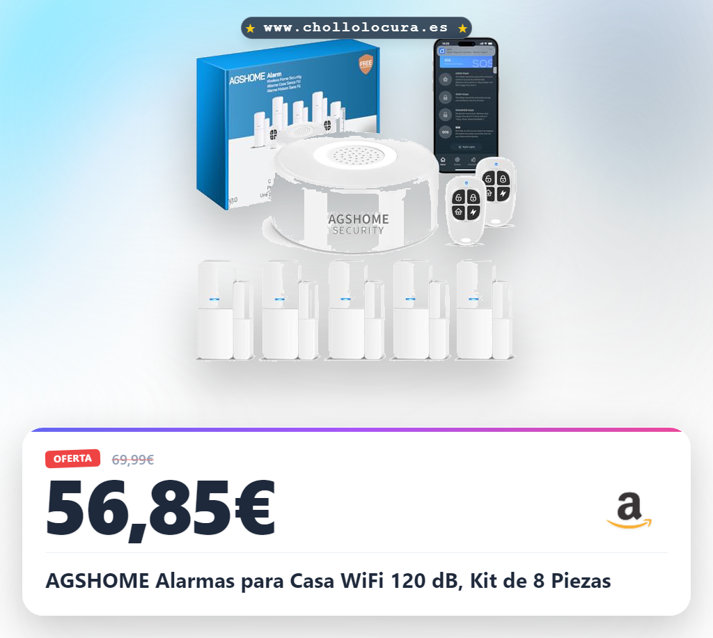 AGSHOME Alarmas para Casa WiFi 120 dB, Kit de 8 Piezas