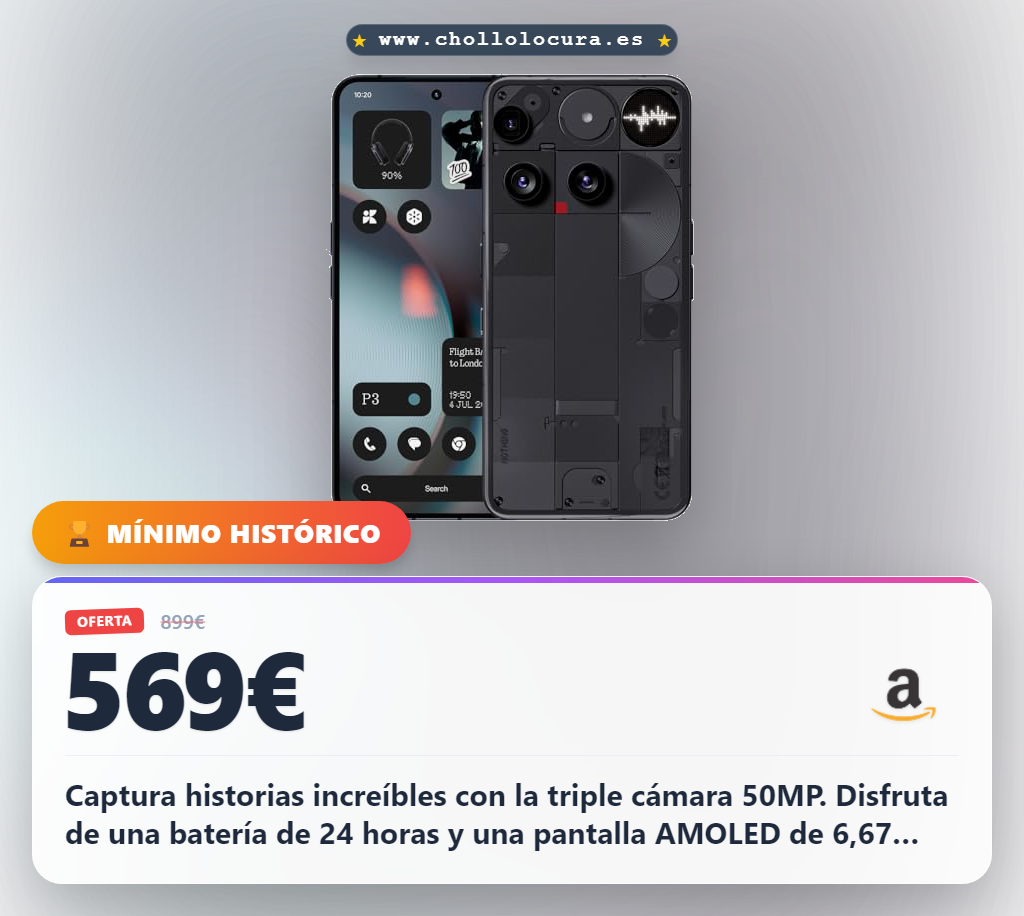 Consigue el Nothing Phone 3 con triple cámara 50MP y batería de 24h al mejor precio