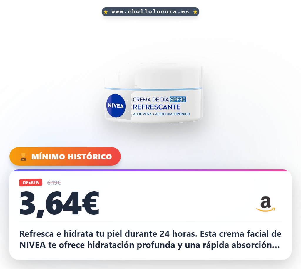 Aprovecha la crema NIVEA de día refrescante con protección solar PF30 y Vitamina E para piel normal y mixta