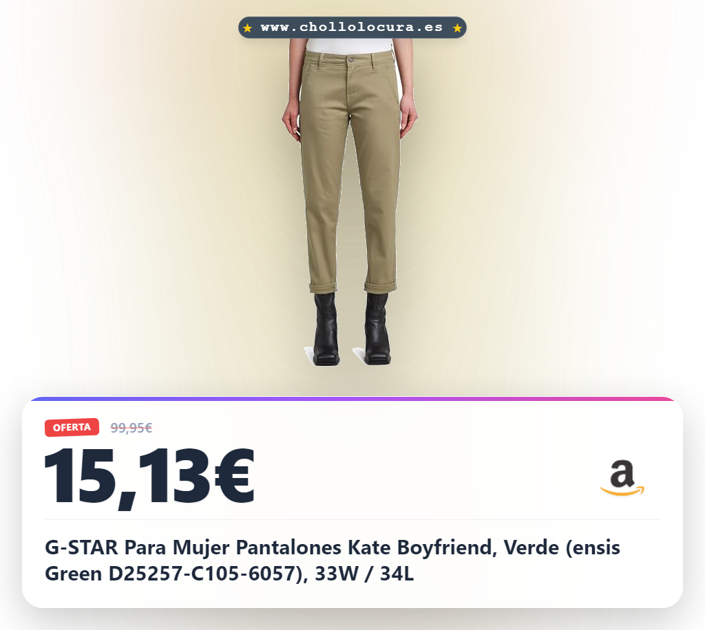 G-STAR Para Mujer Pantalones Kate Boyfriend, Verde (ensis Green D25257-C105-6057), 33W / 34L