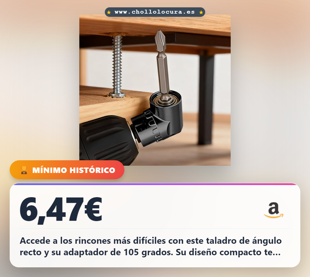 Consigue taladro de ángulo recto y adaptador de 105 grados. Ideal para destornilladores y proyectos de bricolaje. Taladro negro.