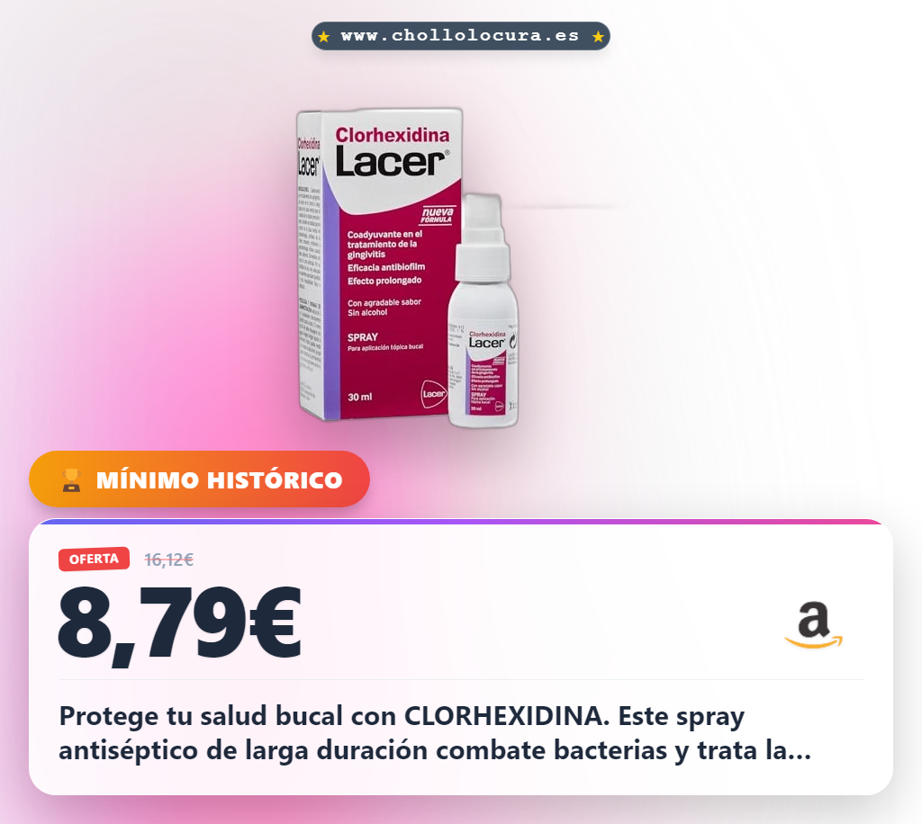 Adquiere el spray CLORHEXIDINA sin gluten para tratar la periodontitis y gingivitis con largo efecto al mejor precio