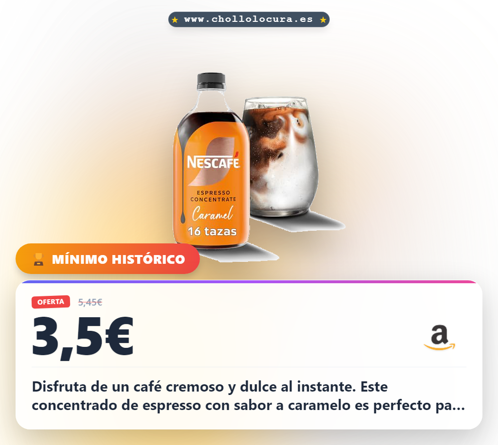 Consigue el concentrado de espresso sabor caramelo para iced coffee y lattes al mejor precio en oferta
