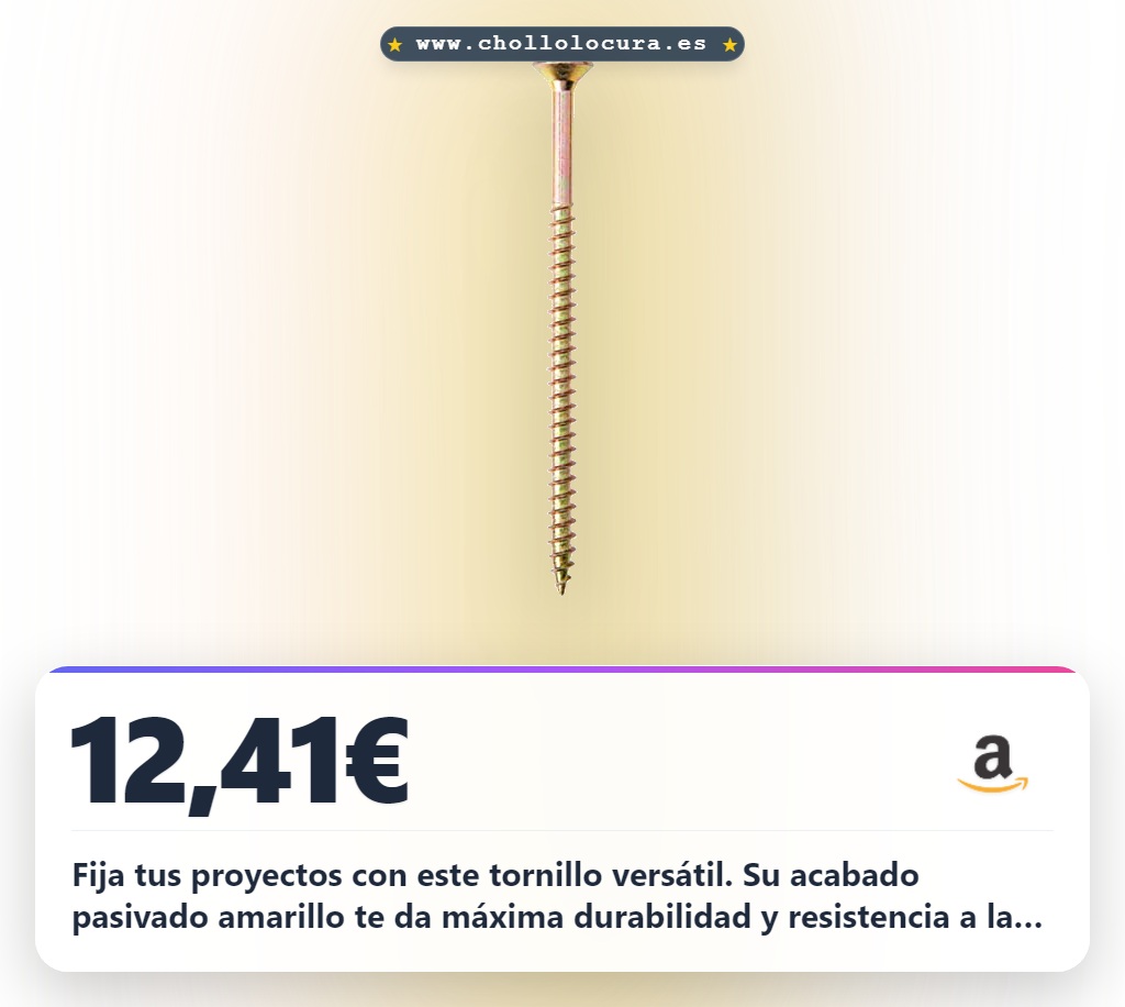 Accede al tornillo Pozidriv 6x100mm para madera y MDF con acabado anticorrosión a precio de chollo.