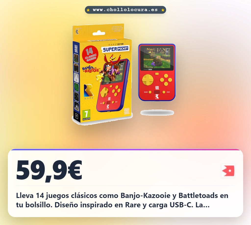 Aprovecha la Rare Super Pocket con 14 juegos clásicos como Banjo-Kazooie y Battletoads en oferta histórica