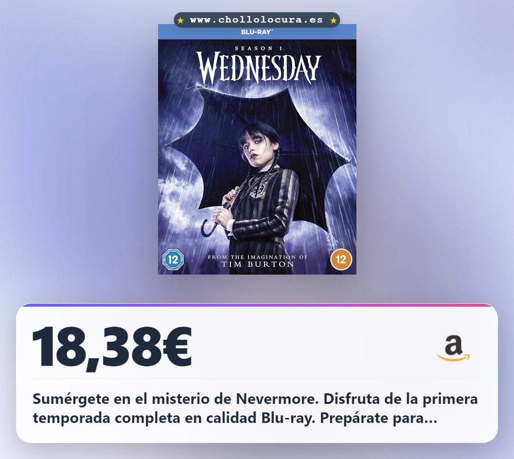 Consigue la temporada completa de Wednesday en Blu-ray 2022 en oferta histórica