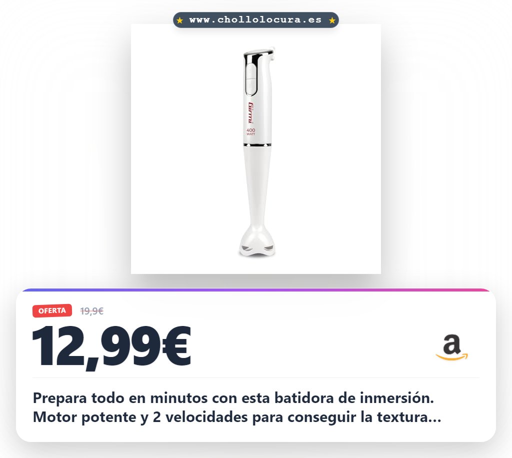 Aprovecha la batidora de inmersión Girmi MX04 400W con cuchillas de acero inoxidable y pie antisalpicaduras