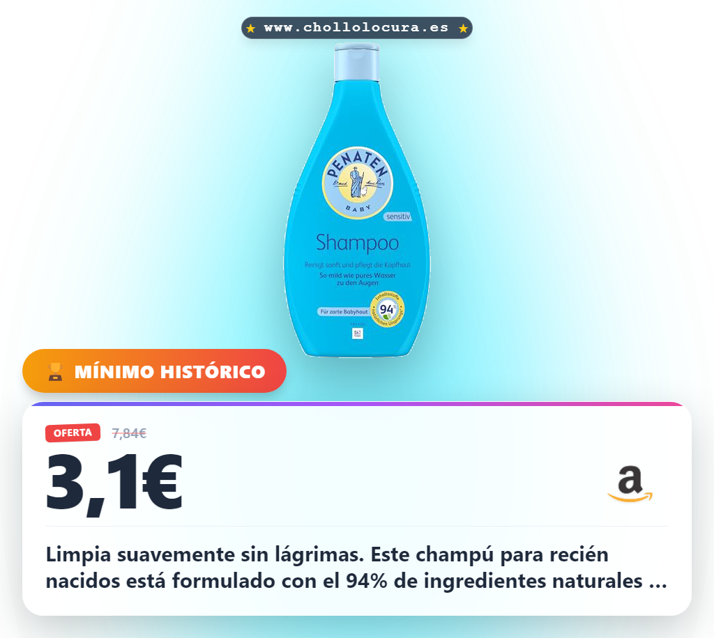 Aprovecha este champú suave para recién nacidos con 94% ingredientes naturales y probado dermatológicamente sin lágrimas