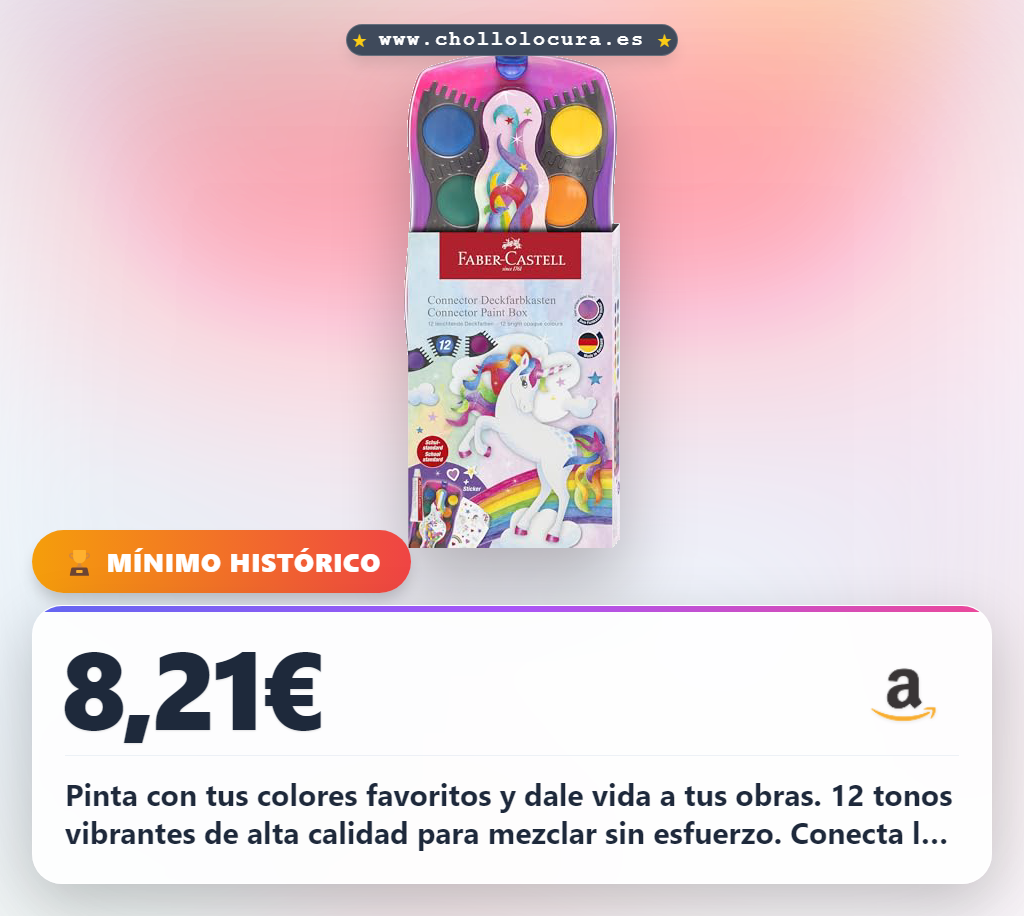 Aprovecha la caja de acuarelas unicornio con conector y 12 colores para tus proyectos artísticos