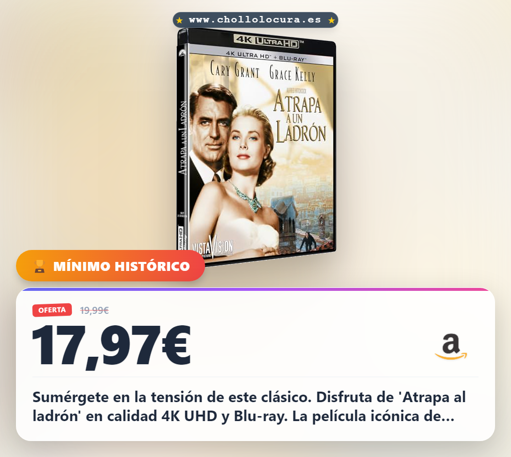 Consigue Atrapa a un Ladron 1955 de Alfred Hitchcock en 4K UHD y Blu-ray en oferta