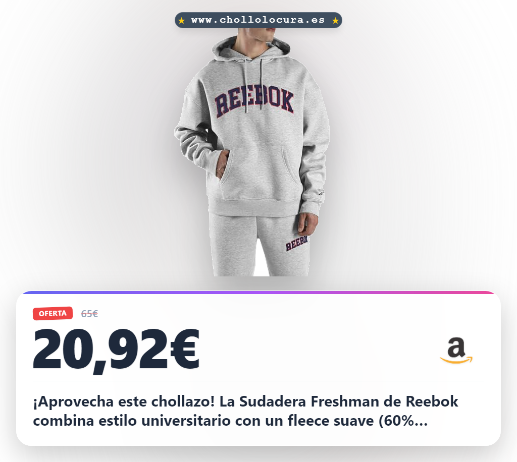 Obtén la Sudadera con Capucha Freshman Reebok en Grey Marl al mejor precio de moda