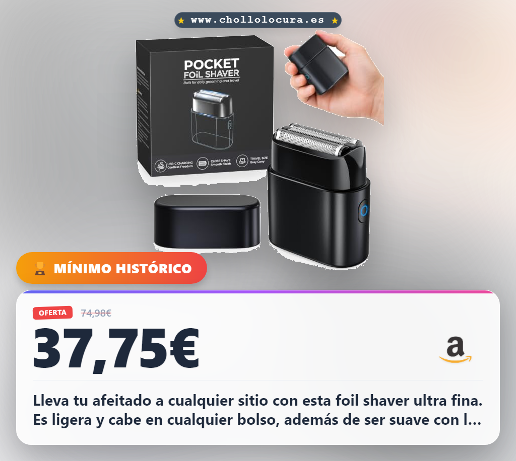 Aprovecha esta afeitadora eléctrica Haokoo Foil Shaver portátil USB-C a precio de chollo. Llevadero y con malla fina para piel sensible.