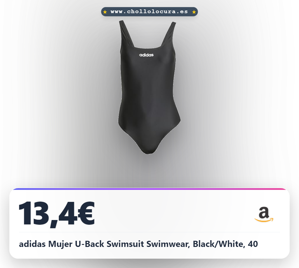 adidas Mujer U-Back Swimsuit Swimwear, Black/White, 40