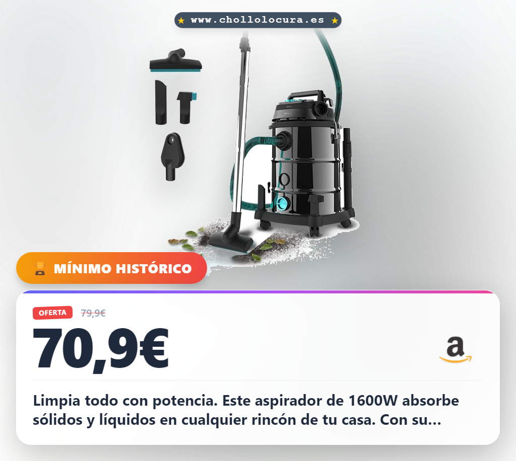 Aprovecha el aspirador Cecotec Rockstar Wet & Dry Steel Pro Tool Neo con 30L y sistema sopladora en oferta
