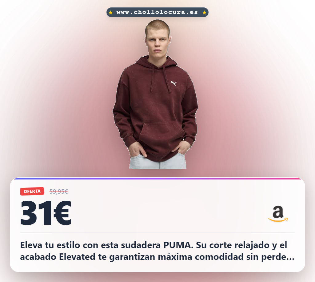 Disfruta la comodidad de la PUMA Sudadera con Capucha ESS Elevated Relaxed Wash para hombre al mejor precio