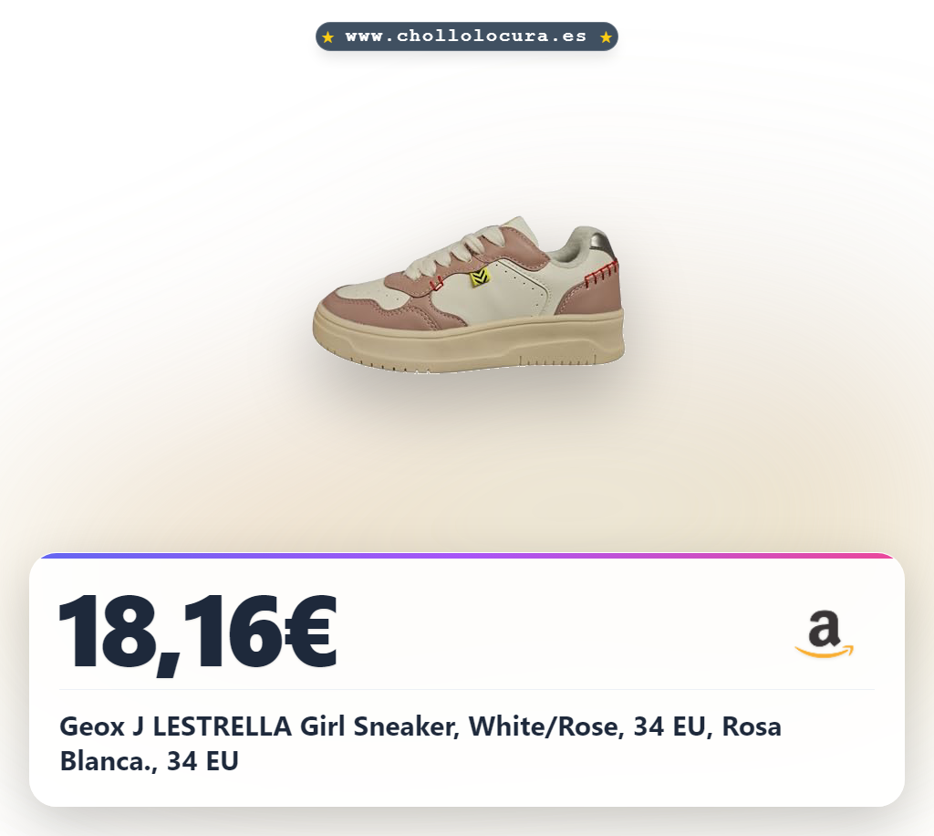 Encuentra Zapatilla Geox J LESTRELLA niña Rosa Blanca con puntera reforzada y plantilla extraíble en oferta.