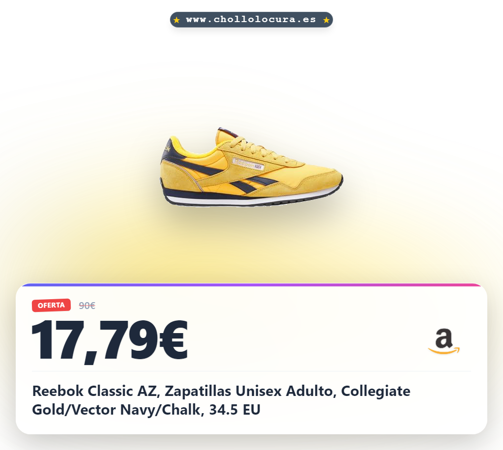 Reebok Classic AZ, Zapatillas Unisex Adulto, Collegiate Gold/Vector Navy/Chalk, 34.5 EU