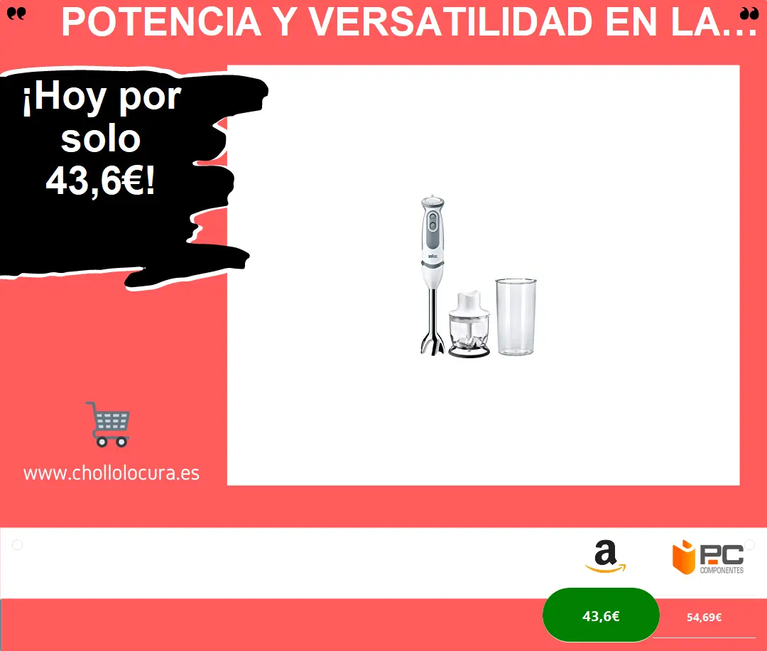 Potencia y versatilidad en la cocina con la batidora de mano Braun Minipimer 5220