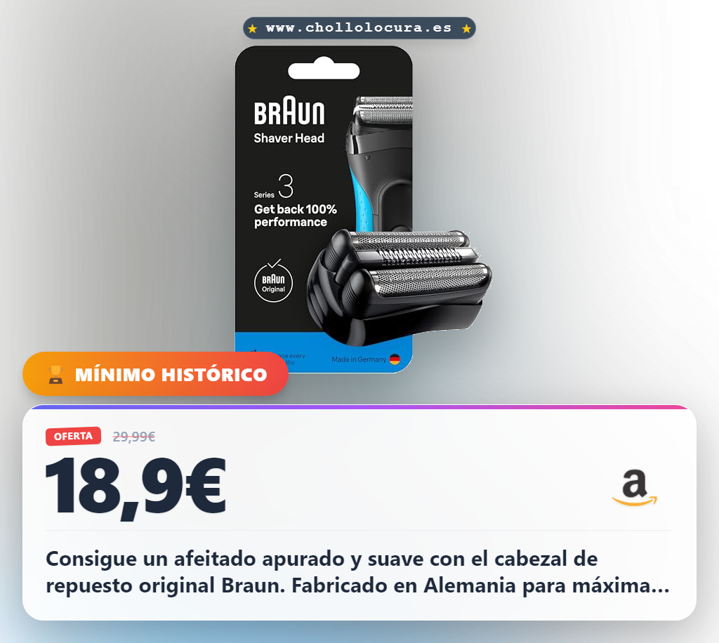 Consigue el cabezal de recambio original Braun Series 3 para afeitadora eléctrica en oferta